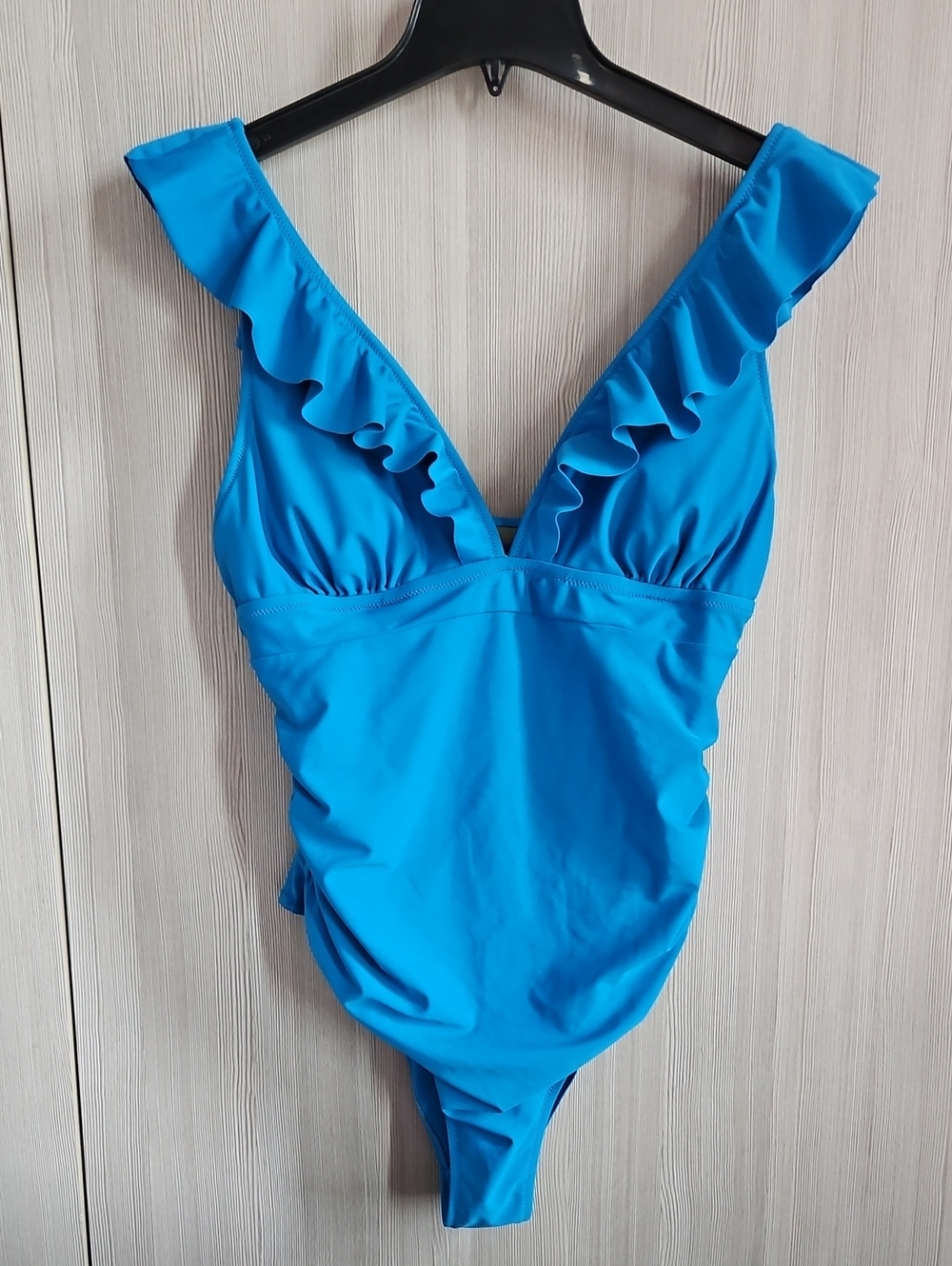 Cupshe Womens Ruffled Lace Up‎ One Piece Swimsuit Royal Blue Large